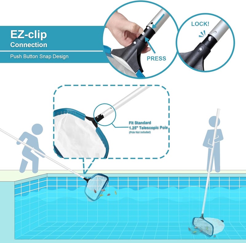 POOLWHALE Pool Net - Professional 20" Swimming Pool Leaf Skimmer Rake, Aluminum Frame Deep Nylon Bag, Ultra Fine Mesh Nets for Cleaning Leaves, Sand, Pollen, Finest Debris (No Pole) - Image 4